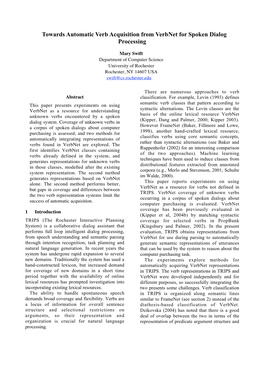 Towards Automatic Verb Acquisition from Verbnet for Spoken Dialog Processing