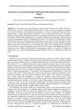 Research on Asset Pricing Model with Double Delays Based on Heterogeneous Beliefs