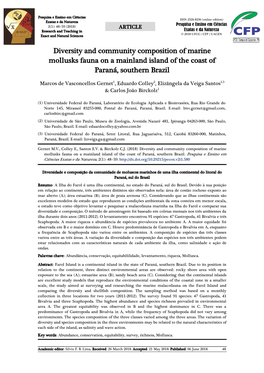 Diversity and Community Composition of Marine Mollusks Fauna on a Mainland Island of the Coast of Paraná, Southern Brazil