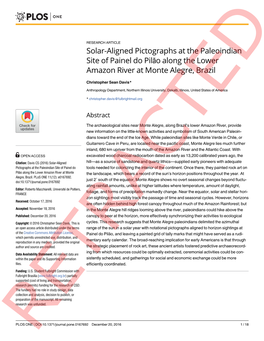 Solar-Aligned Pictographs at the Paleoindian Site of Painel Do Pilão Along the Lower Amazon River at Monte Alegre, Brazil