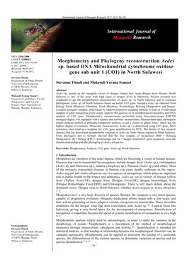 Morphometry and Phylogeny Reconstruction Aedes Sp. Based