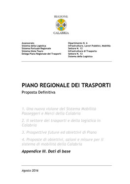 Piano Regionale Dei Trasporti Settore N