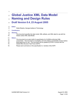 Global Justice XML Data Model Naming and Design Rules