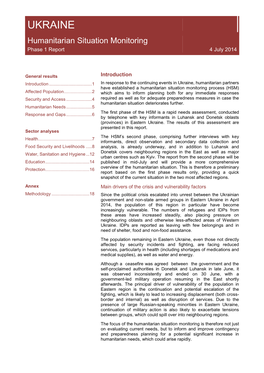 UKRAINE Humanitarian Situation Monitoring Phase 1 Report 4 July 2014