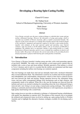 Developing a Bearing Spin-Casting Facility