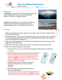 Sea Level Rise Experiment Name: ______Teacher Guide Date: ______