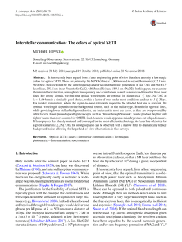 Interstellar Communication: the Colors of Optical SETI