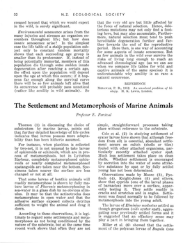 The Settlement and Metamorphosis of Marine Animals