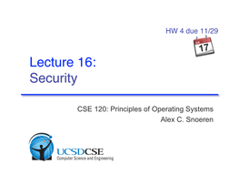 Lecture 16: Security