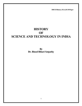 History of Science and Technology in India