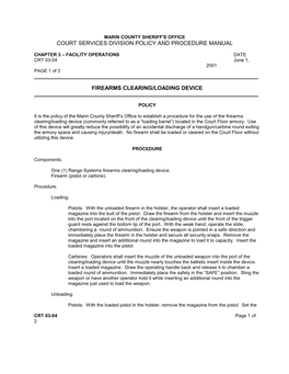 CRT-03-04 Firearms Clearing / Loading Device