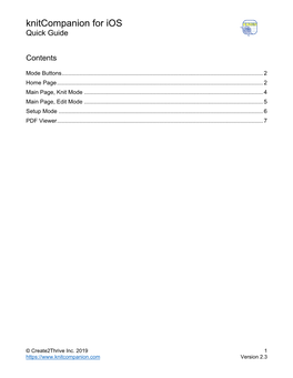 Knitcompanion for Ios Quick Guide