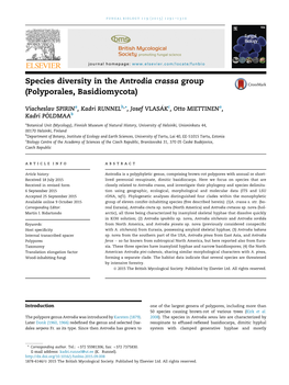 Species Diversity in the Antrodia Crassa Group (Polyporales, Basidiomycota)