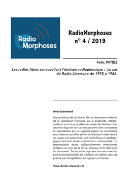 Radiomorphoses N° 4 / 2019