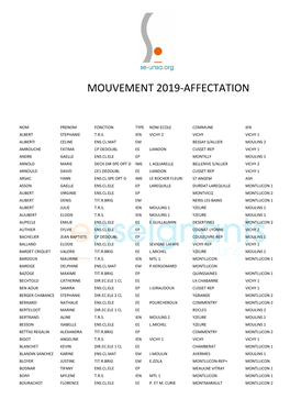 Mouvement 2019-Affectation