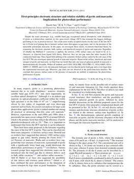 First-Principles Electronic Structure and Relative Stability of Pyrite and Marcasite: Implications for Photovoltaic Performance