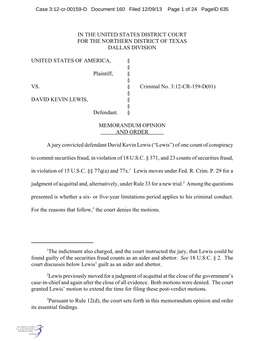 Case 3:12-Cr-00159-D Document 160 Filed 12/09/13 Page 1 of 24 Pageid 635