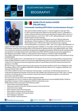 Stefano RUSSO ITALIAN Navy Commander Standing NATO Mine Countermeasure Group 2