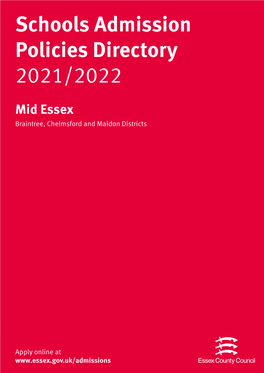 Essex County Council Primary School Admissions Brochure for Mid Essex