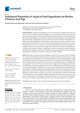 Nutritional Potentials of Atypical Feed Ingredients for Broiler Chickens and Pigs