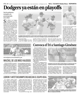 Dodgers Ya Están En Playoffs Son Los Primeros Invitados a La Postemporada De La MLB an DIEGO