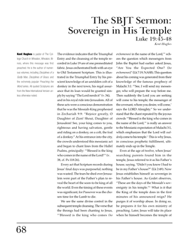 68 the SBJT Sermon: Sovereign in His Temple