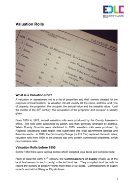 Valuation Rolls