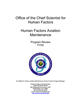 Office of the Chief Scientist for Human Factors Human Factors Aviation