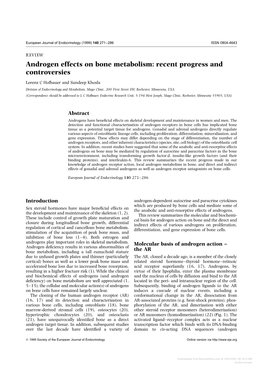 Androgen Effects on Bone Metabolism: Recent Progress and Controversies