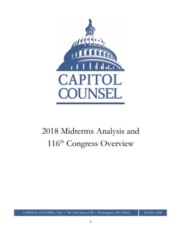 2018 Midterms Analysis and 116Th Congress Overview
