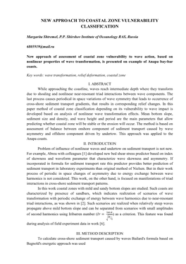 New Approach to Coastal Zone Vulnerability Classification