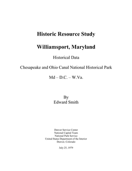 Historic Resource Study: Williamsport, Maryland