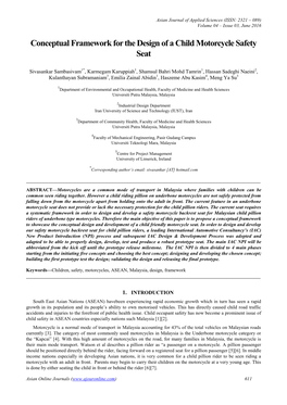 Conceptual Framework for the Design of a Child Motorcycle Safety Seat