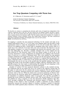 Ion Trap Quantum Computing with Warm Ions