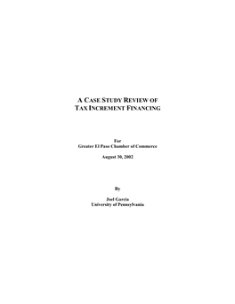 A Case Study Review of Tax Increment Financing