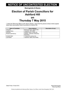 Notice of Uncontested Parish Election(PDF)