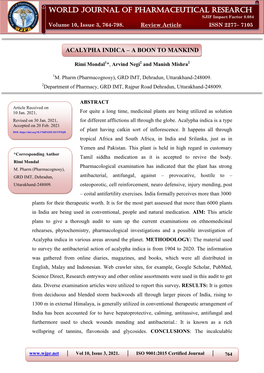 World Journal of Pharmaceutical Research Rimi Et Al