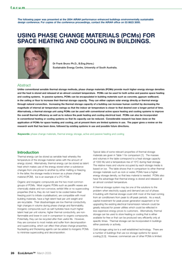 (Pcms) for SPACE HEATING and COOLING in BUILDINGS