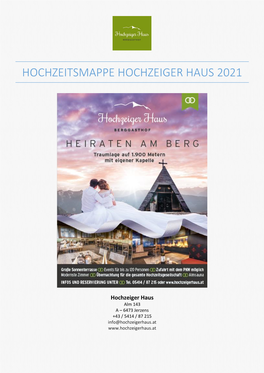 Hochzeitsmappe Hochzeiger Haus 2021