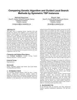 Word, the GA Is Able to Generate Near Optimal Solutions with Some Unlike Local Search Methods, the Genetic Algorithm Method Compromise in the CPU Time