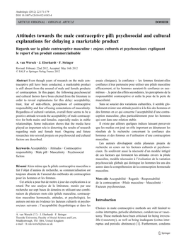 Attitudes Towards the Male Contraceptive Pill: Psychosocial And