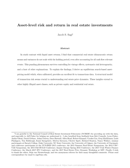 Asset-Level Risk and Return in Real Estate Investments