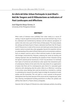Urban Portrayals in José Rizal's Noli Me Tangere and El Filibusterismo