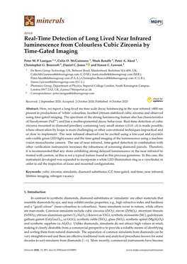 Real-Time Detection of Long Lived Near Infrared Luminescence from Colourless Cubic Zirconia by Time-Gated Imaging