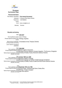 Europass Curriculum Vitae