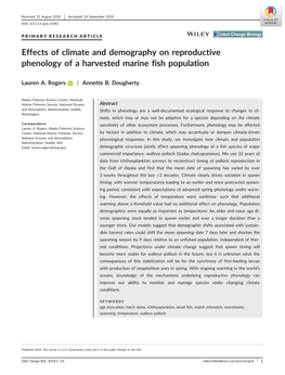 Effects of Climate and Demography on Reproductive Phenology of a Harvested Marine Fish Population