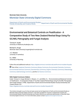 A Comparative Study of Two New Zealand Restiad Bogs Using Py- GC/MS, Petrography and Fungal Analysis