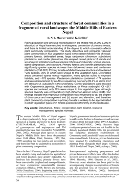 Composition and Structure of Forest Communities in a Fragmented Rural Landscape: the Middle Hills of Eastern Nepal K