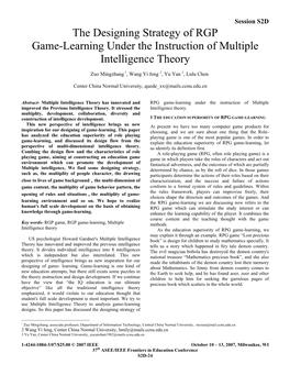 The Designing Strategy of RGP Game-Learning Under the Instruction of Multiple Intelligence Theory