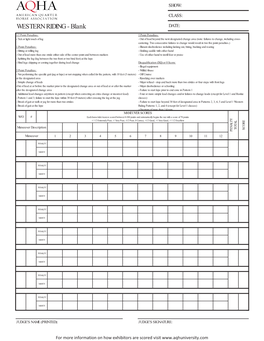 Western Riding Score Sheet Blank